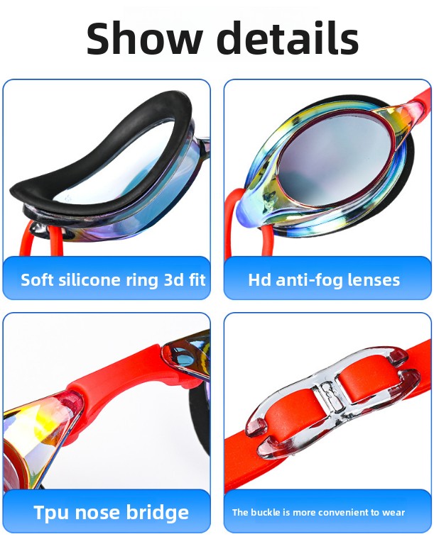 Purple Swimming Goggles Mirrored Anti-Fog UV Protection Waterproof HD Silicone Seal Swim Glasses for Men Women Training Racing - Image 7