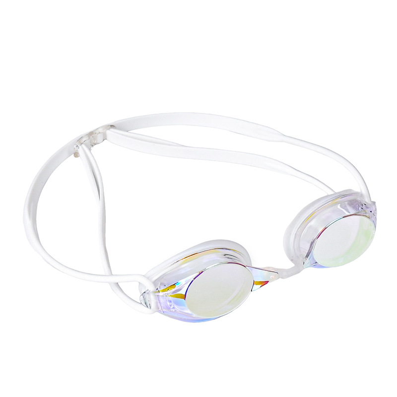 White Swimming Goggles Mirrored Anti-Fog UV Protection Waterproof HD Silicone Seal Swim Glasses for Men Women Training Racing - Image 1