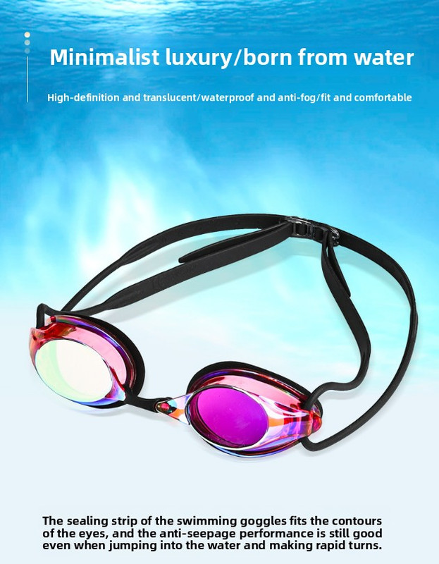 White Swimming Goggles Mirrored Anti-Fog UV Protection Waterproof HD Silicone Seal Swim Glasses for Men Women Training Racing - Image 2