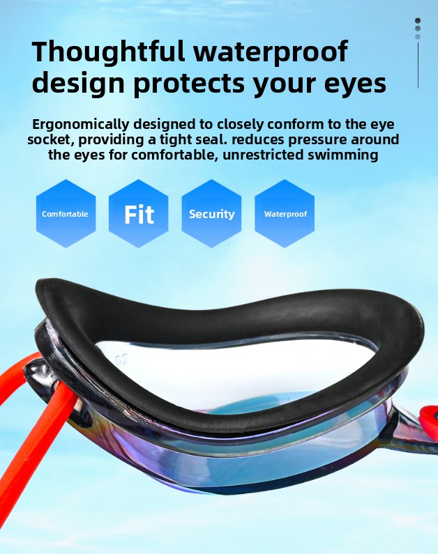 White Swimming Goggles Mirrored Anti-Fog UV Protection Waterproof HD Silicone Seal Swim Glasses for Men Women Training Racing - Image 4