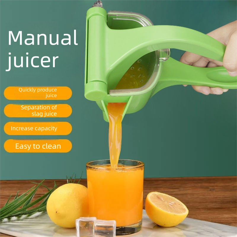 Manual Fruit Juicer Hand Press Citrus Squeezer Lemon Orange Lime Extractor Portable Food Grade PP Green Easy Clean Detachable for Home Camping - Image 1