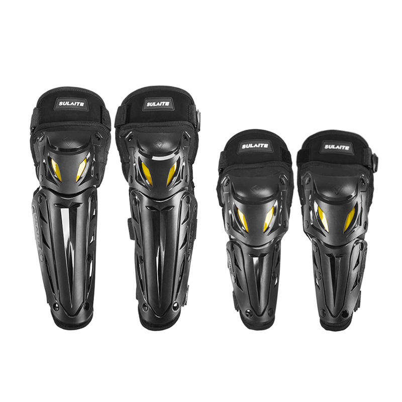 4 Piece Motorcycle Protective Gear Set Knee Pads and Elbow Guards Motocross Shin Armour Quick Release Hard Shell Adjustable Black - Image 1