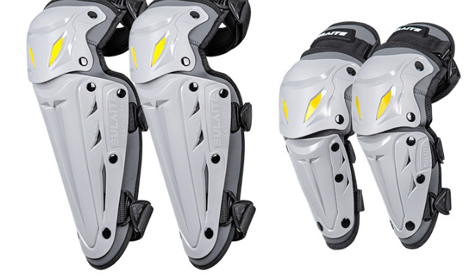 SULAITE CE Level 1 Certified 4 Piece Motorcycle Protective Gear Set Grey Knee Pads and Elbow Guards Long Shin Armour Quick Release for Motocross Dirt Bike - Image 1