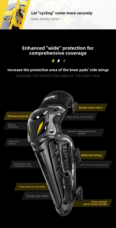 SULAITE CE Level 1 Certified 4 Piece Motorcycle Protective Gear Set Grey Knee Pads and Elbow Guards Long Shin Armour Quick Release for Motocross Dirt Bike - Image 3