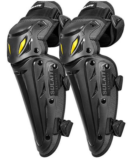 SULAITE CE Level 1 Certified Motorcycle Knee Pads Long Shin Guards Silver Hard Shell Armour Quick Release Adjustable for Motocross Dirt Bike - Image 1
