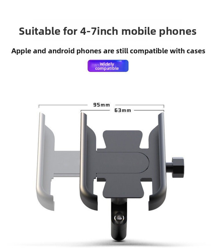 Universal Aluminium Motorcycle Phone Holder Rearview Mirror Mount 360 Rotation Anti-Shake M3 Metal for Motorbike Scooter Black - Image 2