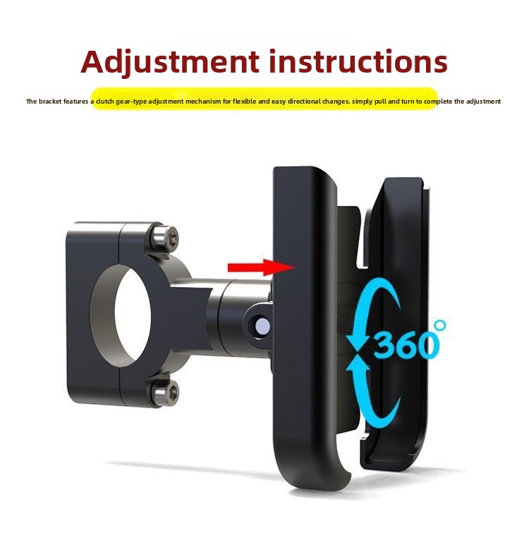 New M3 Aluminium Motorcycle Phone Holder Rearview Mirror Mount 360 Rotation Anti-Shake Metal Bracket for Scooter Motorbike 4-7 Inch Phones Black - Image 7