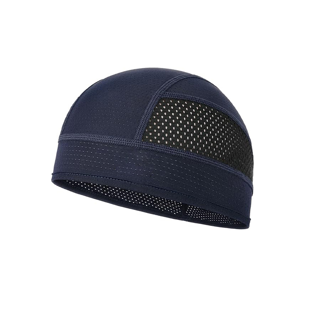 Cooling Mesh Skull Cap Helmet Liner Sweat Wicking Quick Dry Beanie Navy Blue for Cycling Motorbike Running Hard Hat One Size - Image 1