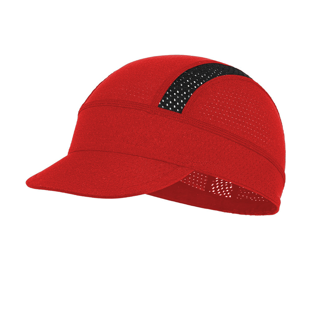 Red Mesh Cycling Cap Under Helmet Liner Breathable Skull Cap with Flip Up Brim Sun Shade Moisture Wicking Hat for Bike Running Fits 55-60cm - Image 1