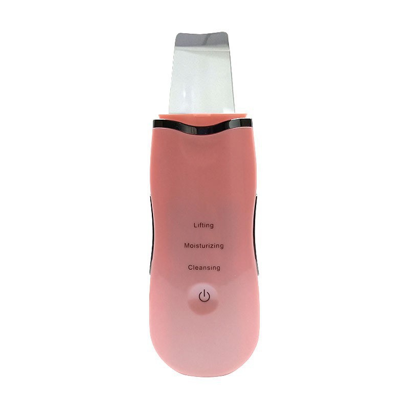 Ultrasonic Skin Scrubber Facial Spatula Blackhead Remover & Pore Cleaner with Ion EMS Lifting Mode Rechargeable Beauty Tool Pink - Image 1