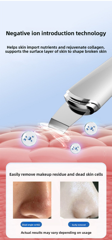 Ultrasonic Skin Scrubber Facial Spatula Blackhead Remover & Pore Cleaner with Ion EMS Lifting Mode Rechargeable Beauty Tool Pink - Image 6