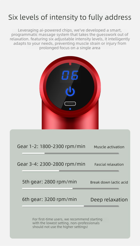 Mini Massage Gun Deep Tissue Percussion Muscle Massager Portable Handheld Quiet 6 Speeds 4 Heads Type-C Charging Electric Body Relaxer Tool Black - Image 8