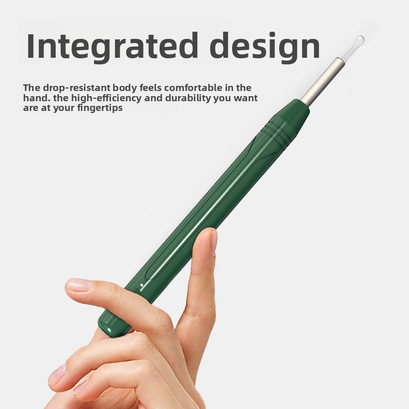 Smart Visual Ear Wax Removal Tool with HD Camera WiFi Wireless Otoscope Ear Cleaner 3.5mm Ultra Slim Lens for iPhone Android Green - Image 1