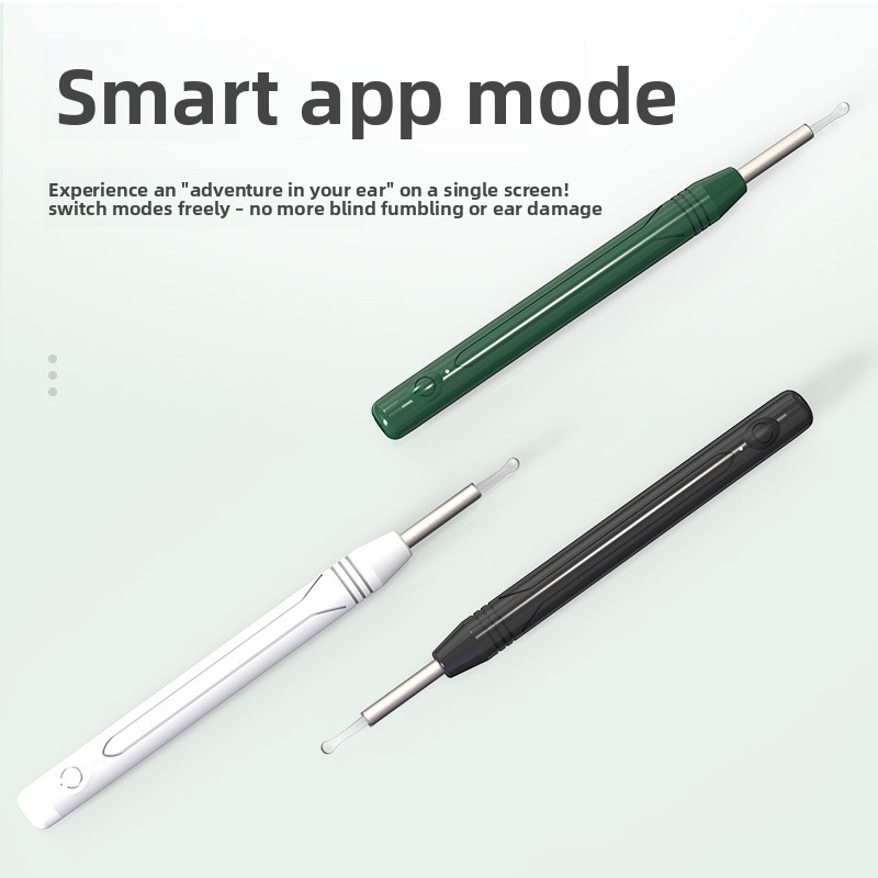 Smart Visual Ear Wax Removal Tool with HD Camera WiFi Wireless Otoscope Ear Cleaner 3.5mm Ultra Slim Lens for iPhone Android Black - Image 4