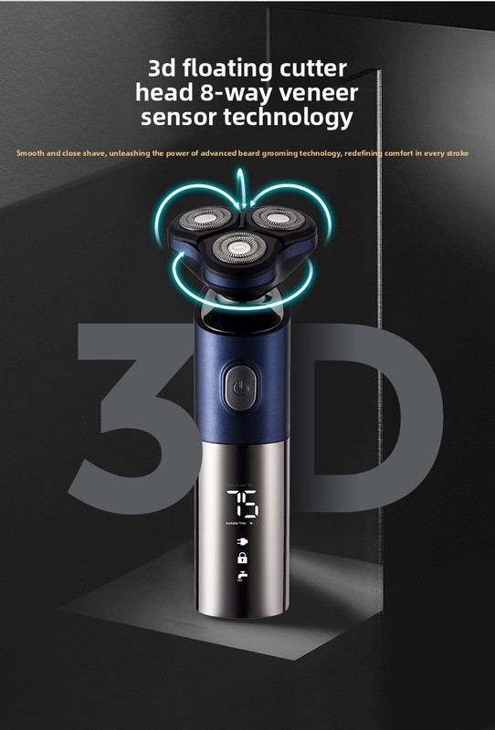 Electric Shaver for Men 3D Rotary Razor Wet and Dry Waterproof USB Rechargeable LED Display Travel Lock Gift Box Red - Image 3