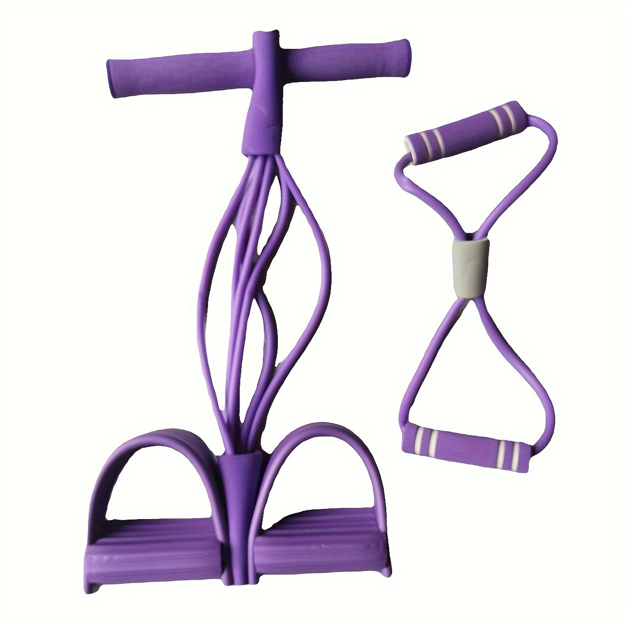 2 PCS Upgraded 6-Tube Pedal Resistance Band & Figure 8 Pull Rope Set Purple Elastic Tummy Trimmer for Home Gym Workout - Image 1