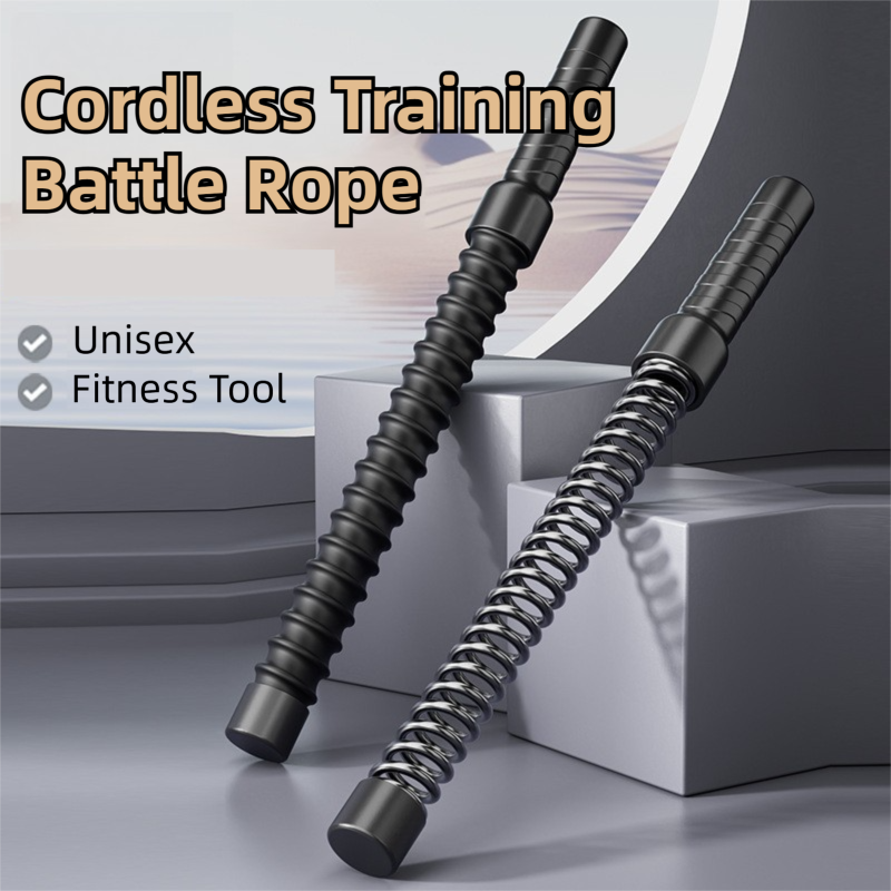 1-Pair Black Cordless Battle Ropes for Strength and Conditioning Training - Professional Muscle Power Workout System - Image 1