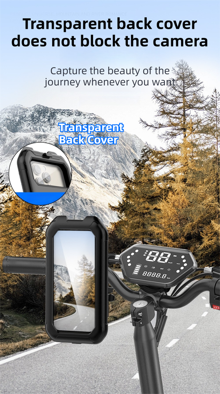 Black Bicycle Waterproof Phone Holder - Handlebar Mount with Sensitive Touch Screen, Anti-Drop & 360° Rotation Case for Navigation (Up to 7-inch Phones) - Image 5