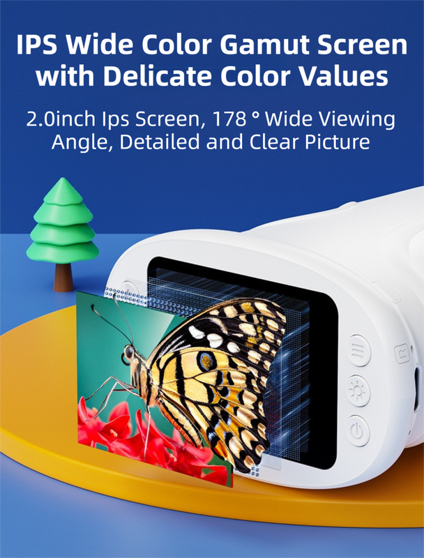 White Kids Handheld Digital Microscope - 2.4-inch HD Portable Magnifier with 1000x Magnification, 2MP Camera, and Built-in Storage & LED - Image 2