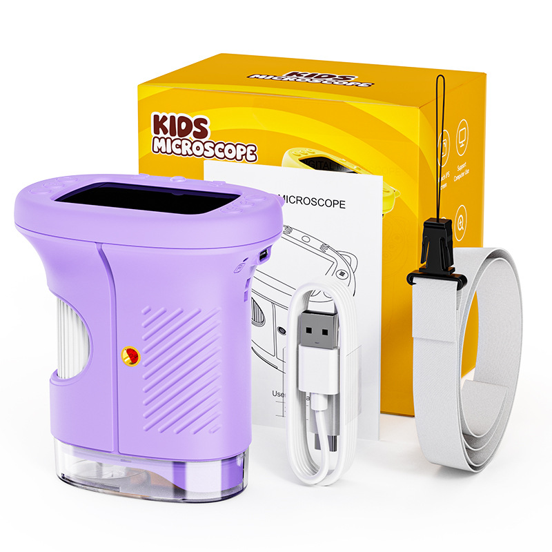 Purple Kids Handheld Digital Microscope - 2.4-inch HD Portable Magnifier with 1000x Magnification, 2MP Camera, and Built-in Storage & LED - Image 1