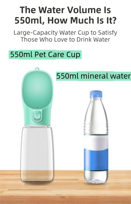 Pink Portable Dog Water Bottle and Drink Feeder - 550ml Pet Travel Water Cup for Walking, Hiking & Outdoor Use (High-Temperature Resistant) - Image 5