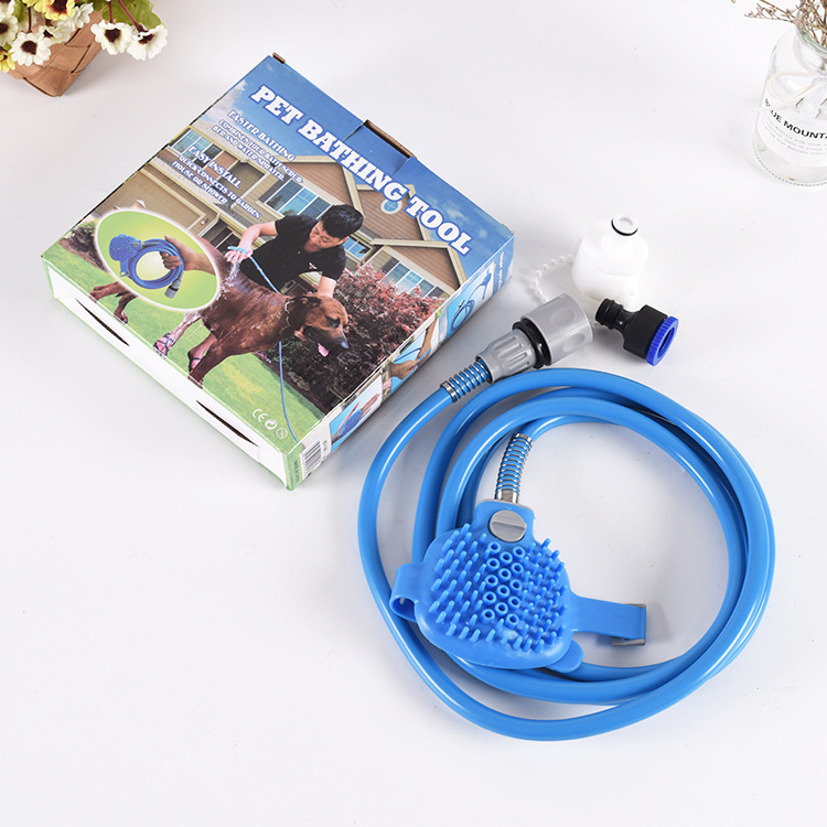 2-in-1 Pet Bathing Tool With Faucet Adapter & 2.2m Long Reach - Convenient Grooming System, Silicone Massage Shower Sprayer & Brush Head for Dogs and Cats - Image 1