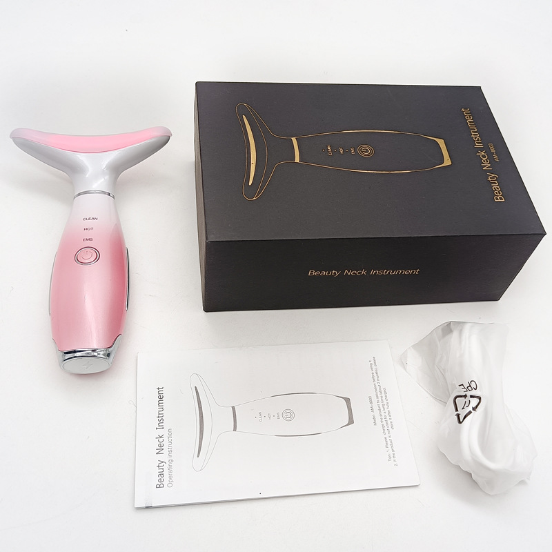 Pink Color Light Therapy Beauty Tool and Neck Massager -  Essence Infusion Device for Lifting, Firming, Hydration & Skin Rejuvenation - Image 1