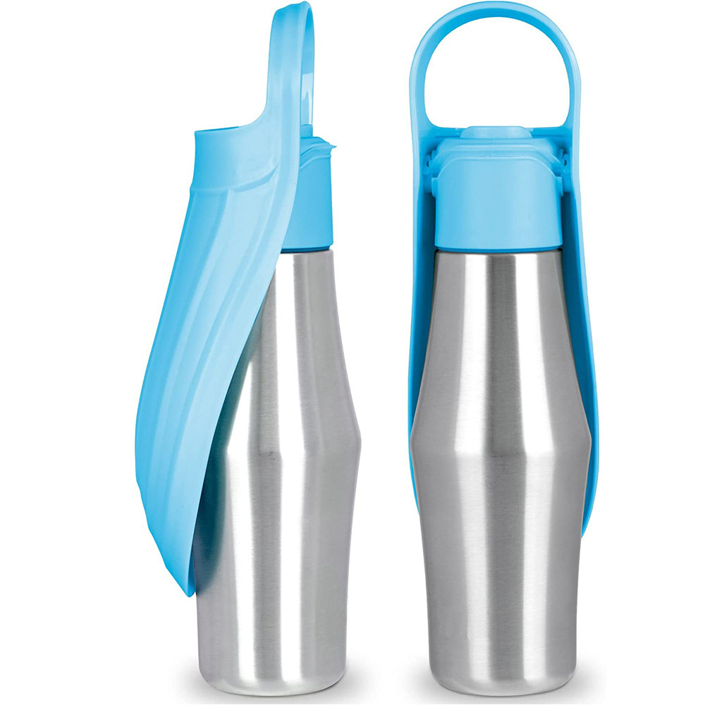 Light Blue 27oz Food-Grade 304 Stainless Steel Pet Water Bottle - Portable Dog and Cat Travel Cup, Outdoor Feeder for Walks and Hikes - Image 1