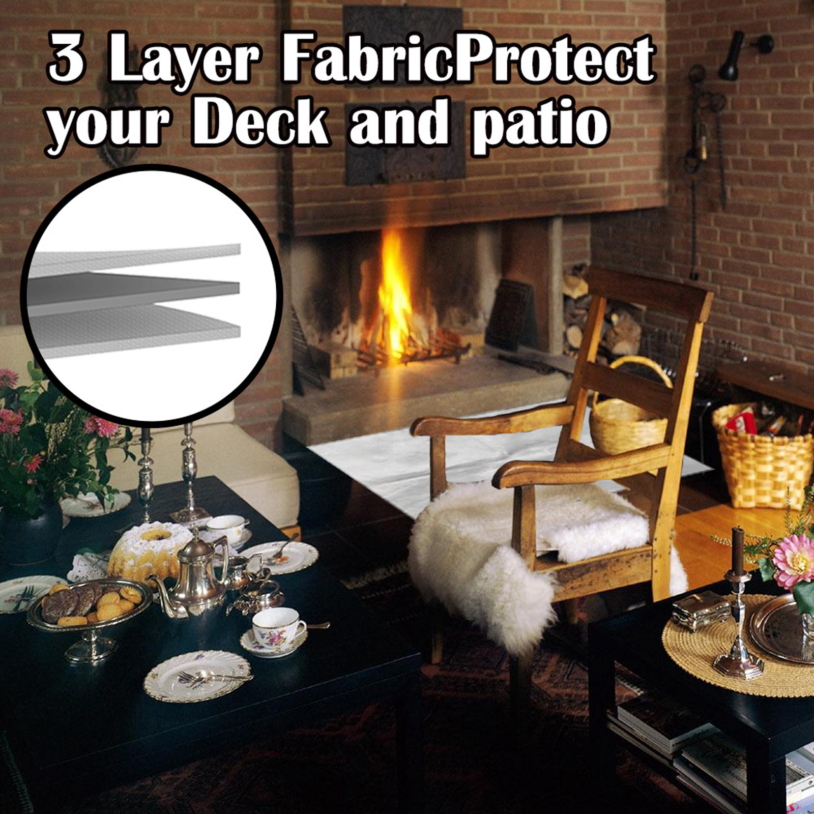 80x60 CM Outdoor Fire Pit Mat and Grill Pad - Up to 500°C Resistant Square Deck Protector for Barbecues, Fire Pits & Smokers - Image 3