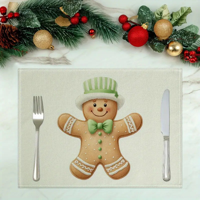 4-Pack Festive Printed Insulated Placemat for Australian Summer Holidays - Style 1 Seasonal Designs for Boxing Day and New Year Celebrations - Image 1
