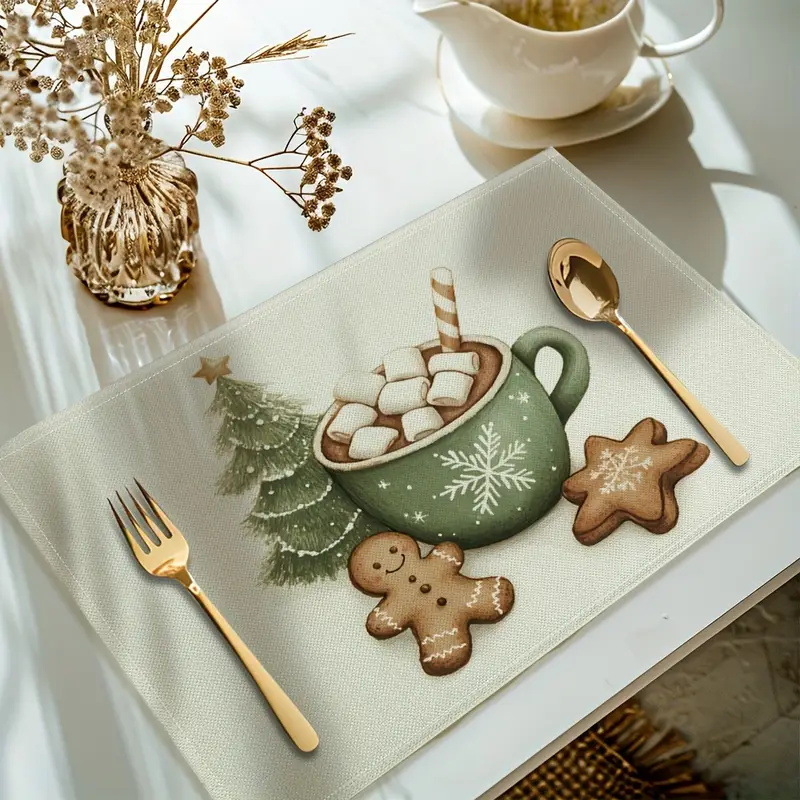 4-Pack Festive Printed Insulated Placemat for Australian Summer Holidays - Style 3 Seasonal Designs for Boxing Day and New Year Celebrations - Image 1