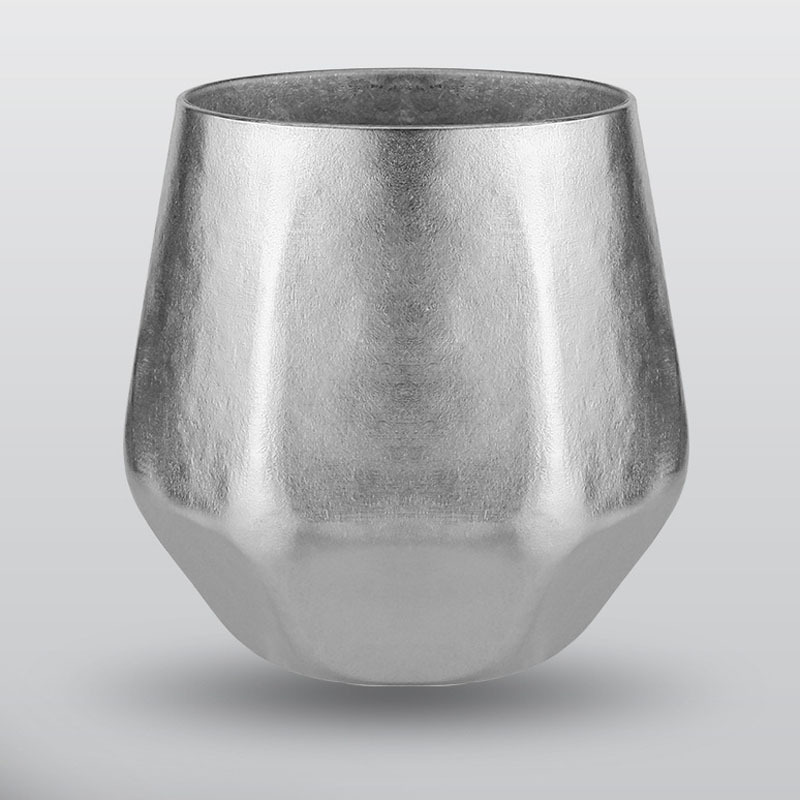 Crystal Finish Double-Walled Hexagonal Pure Titanium Mug - 250ml Insulated Beer, Liquor, and Tea Cup for Home and Travel Use - Image 1