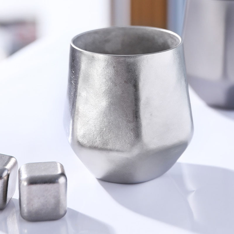 Crystal Finish Double-Walled Hexagonal Pure Titanium Mug - 250ml Insulated Beer, Liquor, and Tea Cup for Home and Travel Use - Image 2