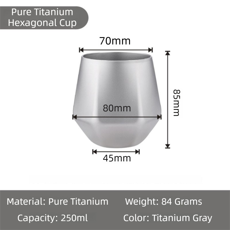 Crystal Finish Double-Walled Hexagonal Pure Titanium Mug - 250ml Insulated Beer, Liquor, and Tea Cup for Home and Travel Use - Image 4