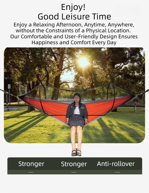 290 x 140CM Professional Nylon Hammock with Integrated Mosquito Net & Sunshade - 2-Person  Anti-Rollover Camping Swing with Heavy-Duty Installation Kit (Light Green) - Image 2