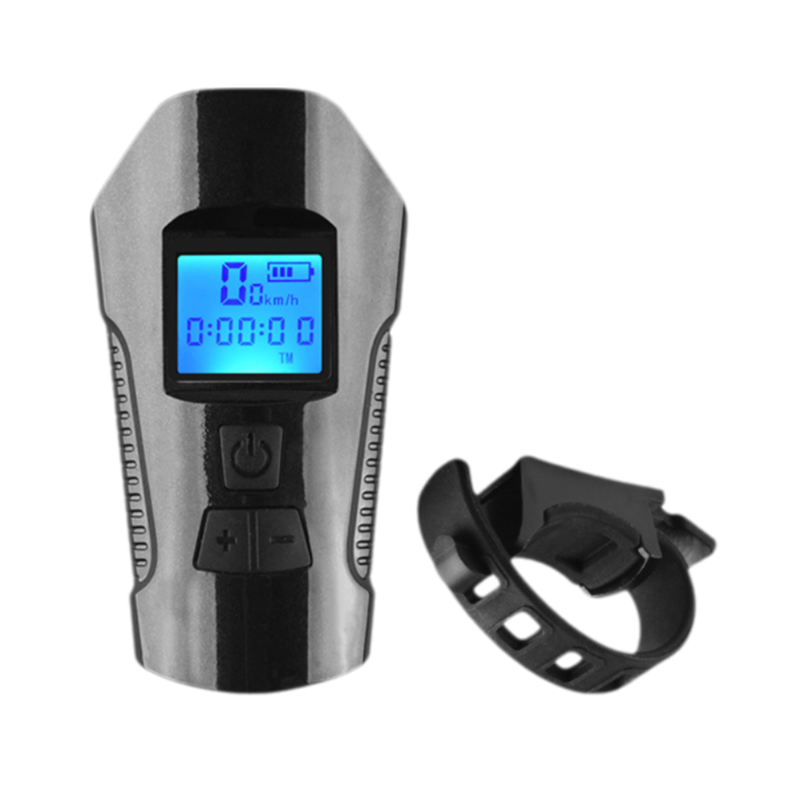 Black Professional 3-in-1 Waterproof Bicycle Headlight with Integrated Speedometer & Horn - High-Lumen Night Riding Safety Lamp, USB Rechargeable Bike Computer - Image 1