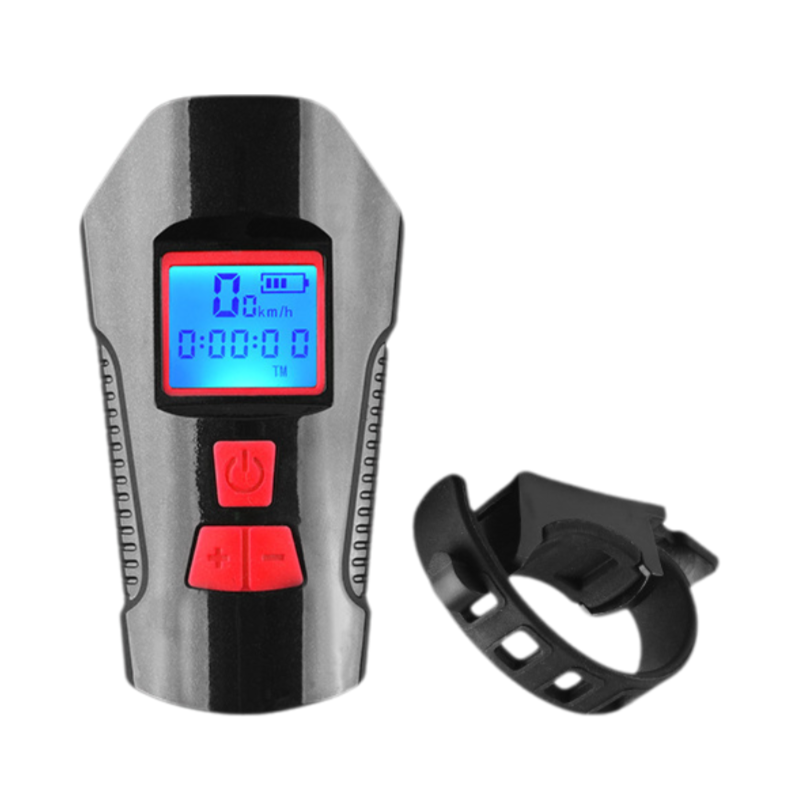 Red Professional 3-in-1 Waterproof Bicycle Headlight with Integrated Speedometer & Horn - High-Lumen Night Riding Safety Lamp, USB Rechargeable Bike Computer - Image 1