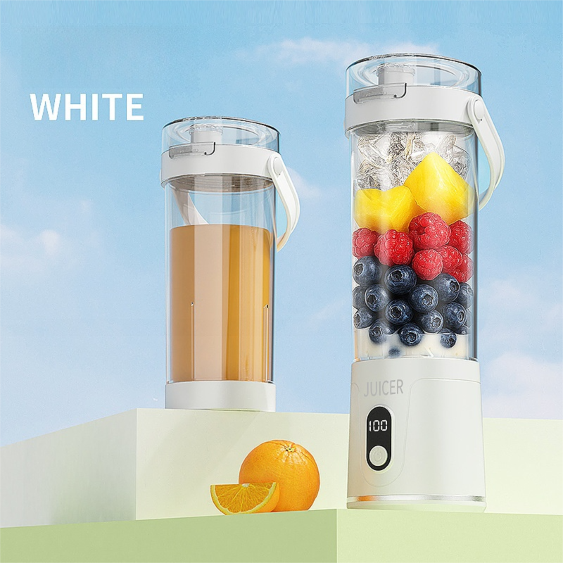 White Portable 600ml Wireless Juicer Blender with 12-Leaf Blades - 20,000 RPM High-Speed Smoothie Maker & Self-Cleaning Personal Blender for Travel and Home - Image 1