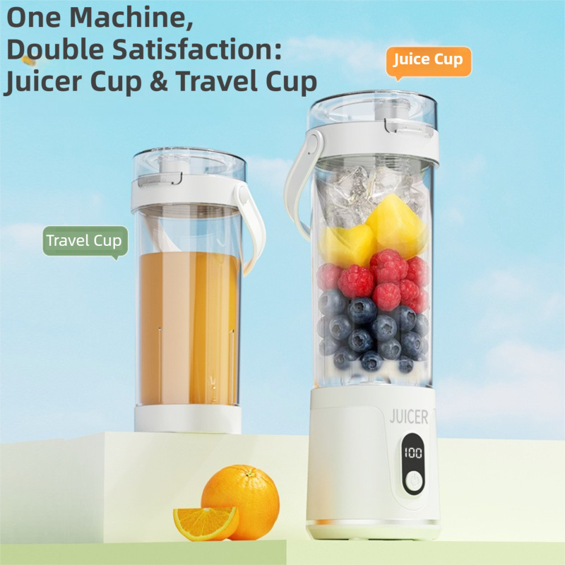 White Portable 600ml Wireless Juicer Blender with 12-Leaf Blades - 20,000 RPM High-Speed Smoothie Maker & Self-Cleaning Personal Blender for Travel and Home - Image 3