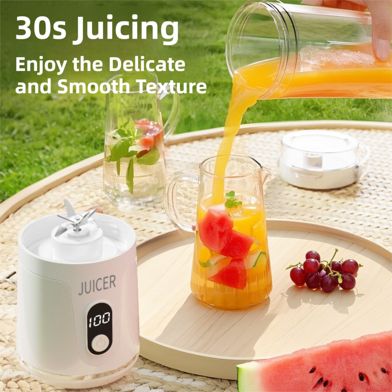 White Portable 600ml Wireless Juicer Blender with 12-Leaf Blades - 20,000 RPM High-Speed Smoothie Maker & Self-Cleaning Personal Blender for Travel and Home - Image 4