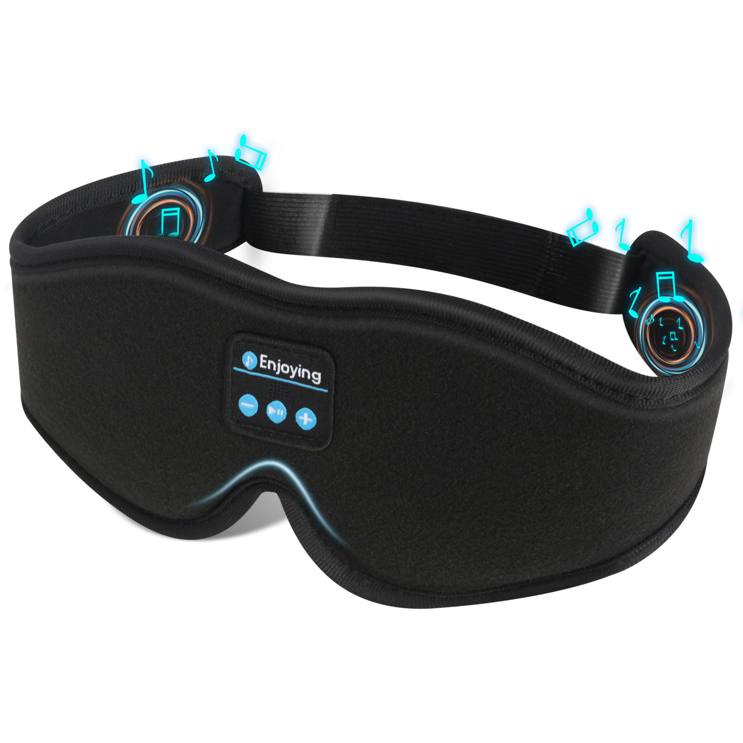 Black 3D Wireless Bluetooth Sleep Mask with Integrated Stereo Headphones - 100% Blackout Memory Foam Eye Mask, Ultra-Long Battery Life & Washable Design - Image 1