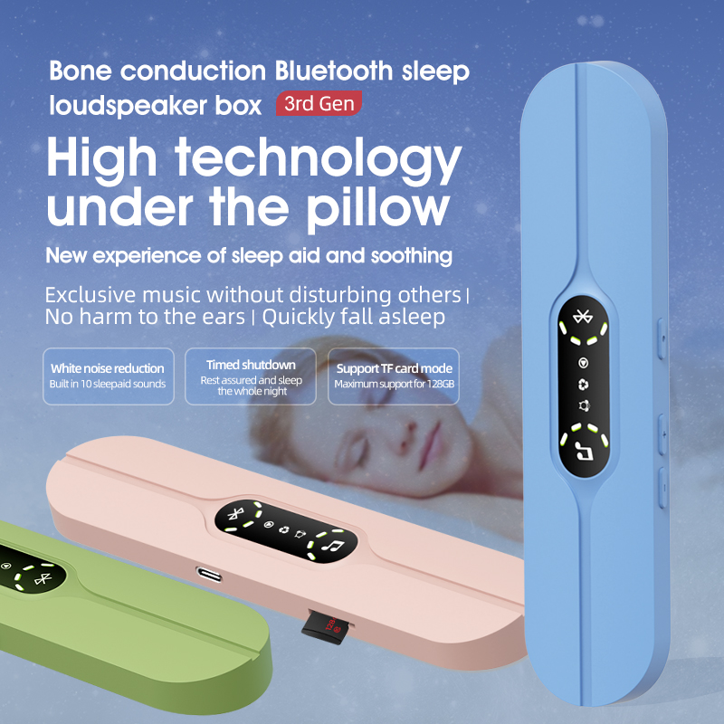 Pink SMB-07 Bone Conduction Under-Pillow Speaker -  Bluetooth 5.4 Ultra-Thin Sleep Aid Sound Bar with Dual Speaker Resonance & 36 Built-in White Noise Tracks - Image 2