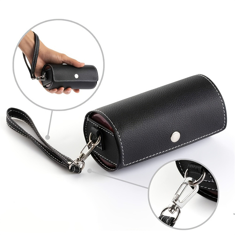 Portable 7-Day Weekly Travel Pill Organizer with Brown PU Leather Pouch - 14 Colorful Compartments AM/PM Medication Planner, Dustproof & Light-Shielding - Image 3