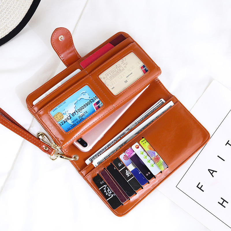 Pink Women's Long Buckle Closure Wallet - PU Lether Large Capacity Multi-Slot Card Holder & Purse Combo wIth Wristband - Image 2