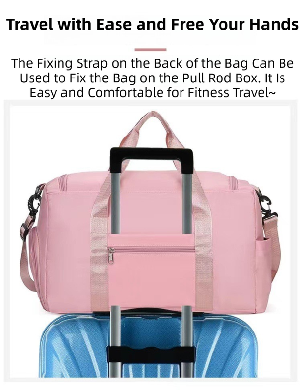 Pink Lightweight & Waterproof Sports Gym Bag with Separate Shoe Compartment, Adjustable Strap and Multiple Pockets - Large-Capacity Travel Duffel for Workout, Business & Getaways - Image 5