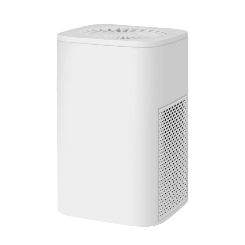 White Compact Desktop Air Purifier with Dual Activated Carbon Filter - Ultra-Quiet Air Cleaner for Home & Office, Powerful 50 m³/h Airflow, Effectively Removes Odor, Smoke, Dust, Pollen & Pet Dander - Image 1