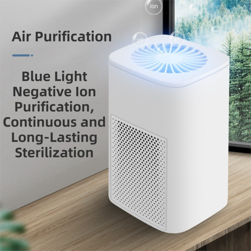 White Compact Desktop Air Purifier with Dual Activated Carbon Filter - Ultra-Quiet Air Cleaner for Home & Office, Powerful 50 m³/h Airflow, Effectively Removes Odor, Smoke, Dust, Pollen & Pet Dander - Image 2
