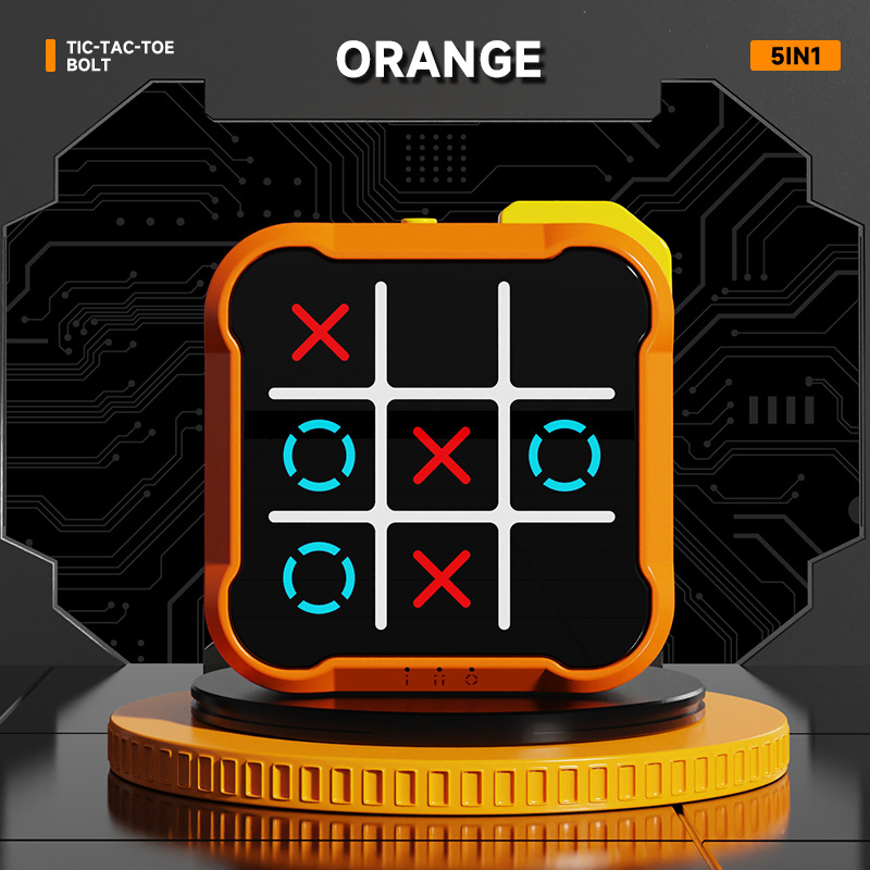 Orange All-in-One Tic-Tac-Toe Desktop Game - Portable Family Interactive Board Toy, Brain Training Puzzle & Travel-Friendly Strategy Game - Image 1