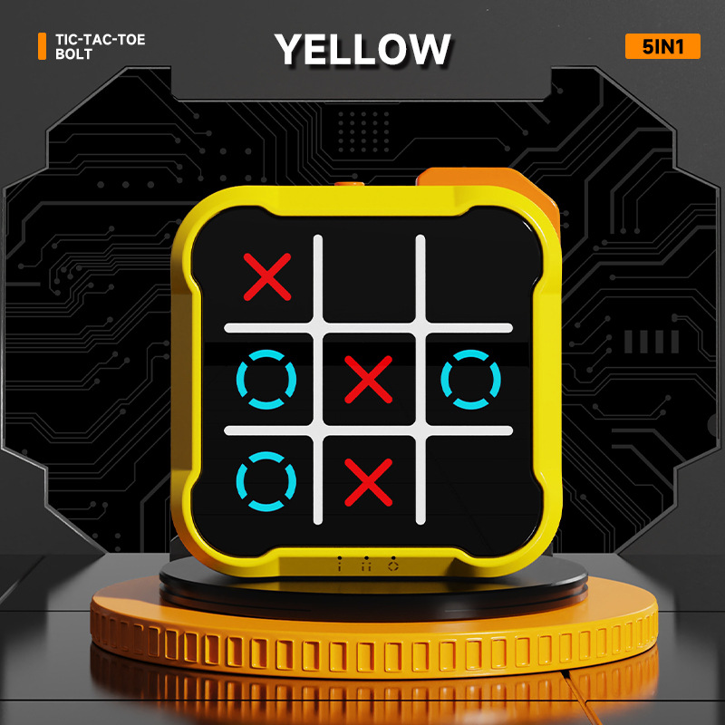 Yellow All-in-One Tic-Tac-Toe Desktop Game - Portable Family Interactive Board Toy, Brain Training Puzzle & Travel-Friendly Strategy Game - Image 1