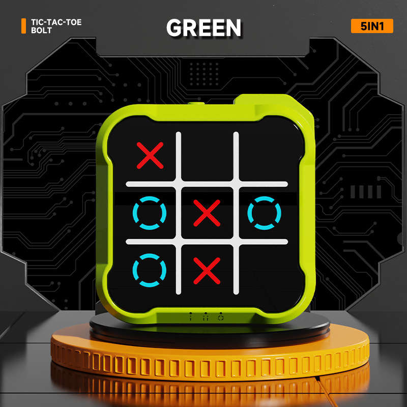 Green All-in-One Tic-Tac-Toe Desktop Game - Portable Family Interactive Board Toy, Brain Training Puzzle & Travel-Friendly Strategy Game - Image 1
